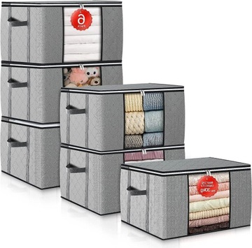 TORBA DO PRZECHOWYWANIA UBRAŃ ORGANIZER DO SZAFY POJEMNIKI PUDEŁKA 60L x6