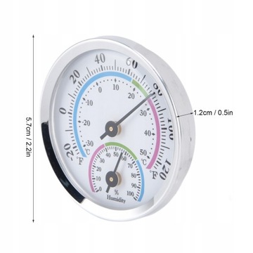 MINI TERMOMETR POKOJOWY HIGROMETR 2W1 ALUMINIUM