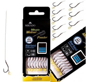 MIKADO PRZYPON HAK 6 NA PLECIONCE METHOD FEEDER Z GUMKĄ 10cm NEW