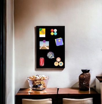 TABLICA MAGNETYCZNA NA MAGNESY Z PODRÓŻY NOTATKI ŚCIENNA 80x50 CM CZARNA
