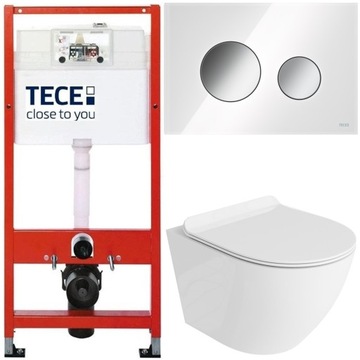 TECE ZESTAW PODTYNKOWY WC MISKA RIMLESS PRZYCISK BIAŁY/CHROM MAT MATA 6W1
