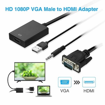 ADAPTER KONWERTER VGA do HDMI +AUDIO+ZASILANIE