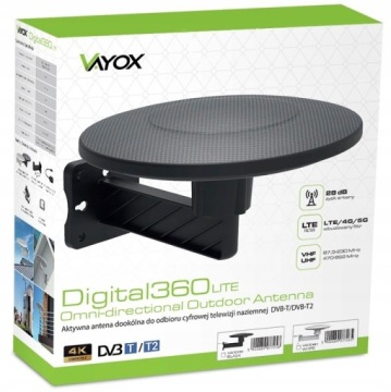 Всенаправленная наземная телевизионная антенна DVBT2 ACTIVE Фильтр LTE 4K MUX8 VAYOX