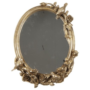 Овальное зеркало в золотой резной раме с розами в стиле барокко