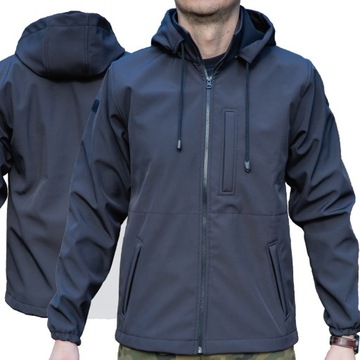 Kurtka SOFTSHELL czarna WODOODPORNA z kapturem CZARNY r. M
