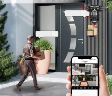 KAMERA WIFI ZEWNĘTRZNA OBROTOWA POTRÓJNA 3X4MP ZOOM ALARM DETEKCJA IP SMART