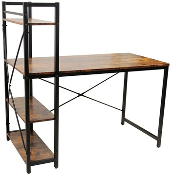 BIURKO DWUSTRONNE LOFT Industrial czarne rustykalne z półkami DO BIURA 120