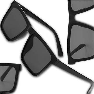 Okulary Męskie Damskie przeciwsłoneczne Filtr UV400 Czarne kwadratowe