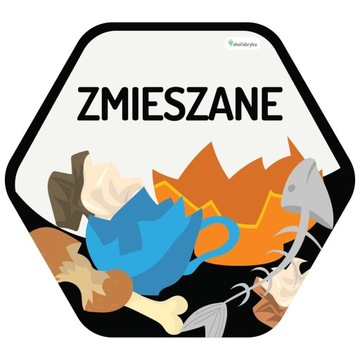 Naklejka na kosz SEGREGACJA śmieci zmieszane 18x20