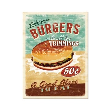 MAGNES na Lodówkę 6x8 BURGERS RETRO USA Lata 50