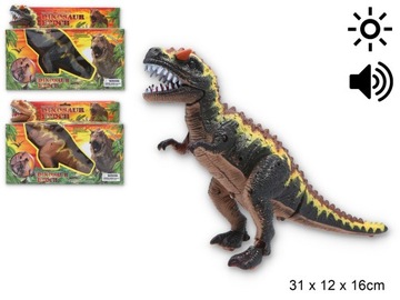 Duży Dinozaur T-Rex Tyranozaur Chodzi Ryczy Świeci