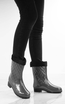 6128 СЕРЫЕ УТЕПЛЕННЫЕ, СТЕГАНЫЕ БОТИНКИ БОТИЛЬНИКИ 37