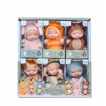 6 Mini lalka odrodzona dziecko zwierzęta 11cm
