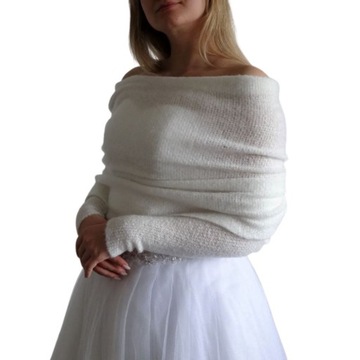 Шаль с рукавами – элегантный аксессуар на любой случай – цвет слоновой кости 4XL