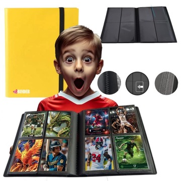 Klaser Segregator na karty Kolekcjonerskie TCG Żółty 4-Pocket 160 kart