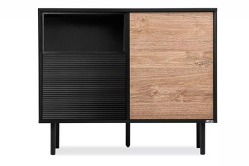 KOMODA CZARNA LOFT 150 DĄB NATURALNY LOFTY KONSIMO