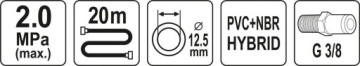 ПНЕВМАТИЧЕСКИЙ ШЛАНГ 20 м 3/8'' фи 12,5 мм YATO