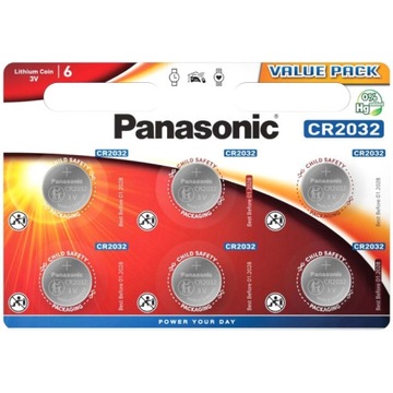 BATERIE - CR2032 - 3V - LITOWE - PANASONIC - 6 SZT