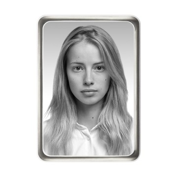 ПРЯМОУГОЛЬНАЯ МОГИЛА ДЛЯ ФОТОГРАФИИ ЧЕРНО-БЕЛАЯ СЕРЕБРЯНАЯ РАМА 10x13
