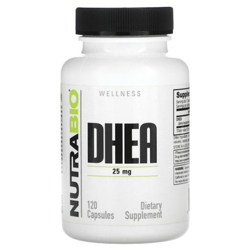 NutraBio, DHEA, 25 mg, 120 kapsułek