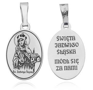 Srebrny medalik Ag 925 rodowany Św. Jadwiga Śląska MDC109R