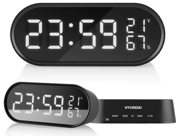 ZEGAR BUDZIK ELEKTRONICZNY TERMOMETR USB HYUNDAI