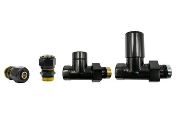 Zawory proste SWING czarny mat + złączki PEX 16mm