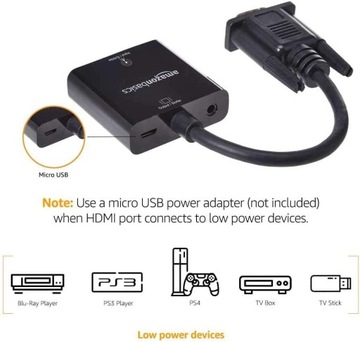 Переходник Amazon Basics HDMI-VGA с аудиоразъемом 3,5 мм.