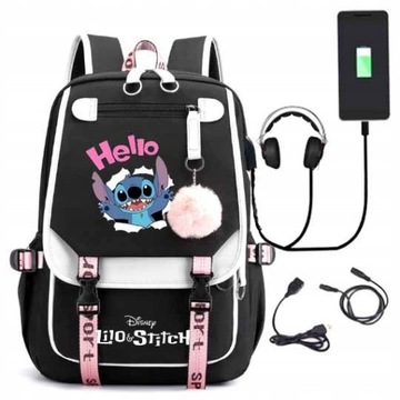 PLECAK SZKOLNY TORNISTER Stich USB WZORY A4 DUŻY