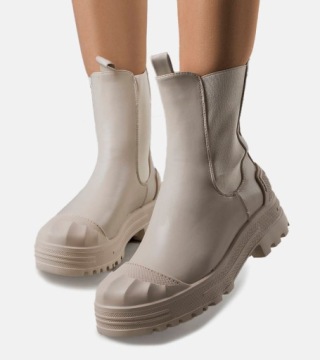 Beżowe botki platforma modne damskie buty 8800 37