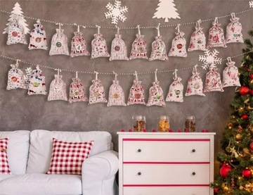 АДВЕНТ-КАЛЕНДАРЬ ДЛЯ ДЕТЕЙ, НАБОР НАКЛЕЙКИ НА СУМКИ «Сделай сам», 24 ПОДВЕСНЫХ НАБОР 2023 г.