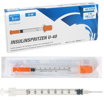 Strzykawki insulinowe insulinówki z igłą U40