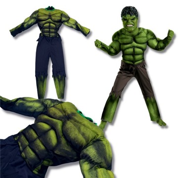KOSTIUM STRÓJ PRZEBRANIE HULK Z MIĘŚNIAMI 122-134