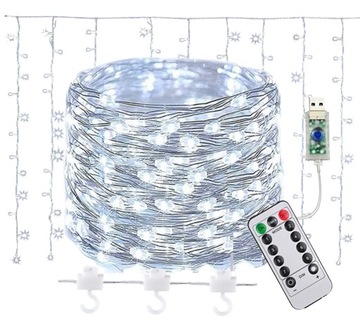 KURTYNA GIRLANDA LAMPKI WISZĄCE SOPLE USB 300 LED