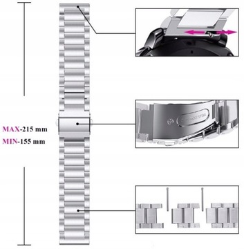 Браслет стальной / УНИВЕРСАЛЬНЫЙ / 22мм / ЧЕРНЫЙ