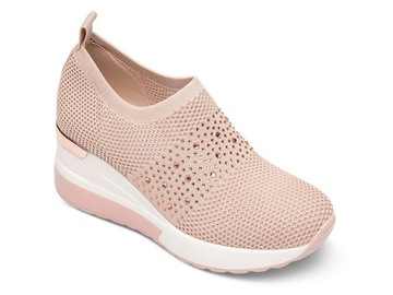 SNEAKERSY Z CYRKONIAMI KOTURNY 6,5 CM RÓŻOWE 37