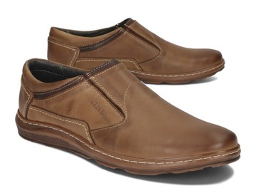 Moccasins Мужские ботинки сдвинули кожа 021 коричневый 43