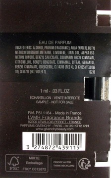 Живанши Gentleman Reserve Privee, пробник edp, 1 мл