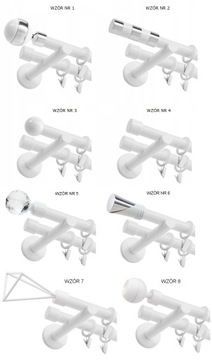 БЕЛЫЙ ДВОЙНОЙ МЕТАЛЛИЧЕСКИЙ КАРДИН 19мм 240см УЗОРЫ