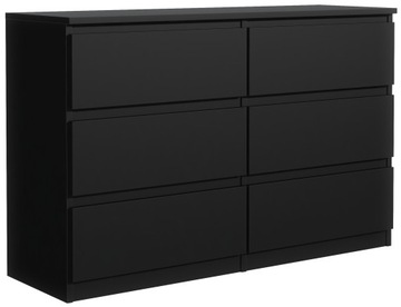 POJEMNA SZAFKA KOMODA 6 SZUFLAD 140CM CZARNA