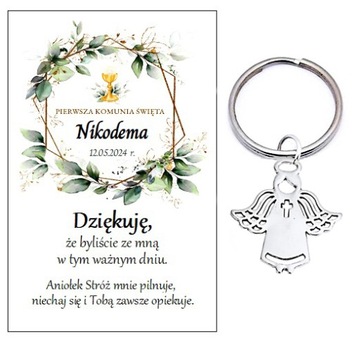 Podziękowania dla gości breloczek ANIOŁEK NR 75 KOMUNIA PAMIĄTKA PREZENT