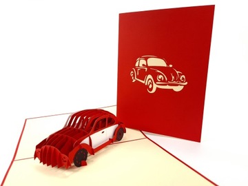 Garbus Auto Autko 3d Kartka Motoryzacja Dzień Ojca
