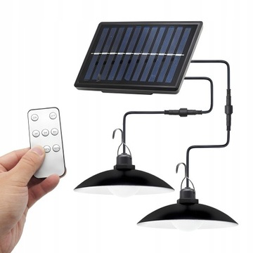 СОЛНЕЧНАЯ ЛАМПА 2x СВЕТОДИОДНАЯ ЛЮСТРА ПОДВЕСНАЯ САДОВАЯ ПАНЕЛЬ + ПУЛЬТ ДИСТАНЦИОННОГО УПРАВЛЕНИЯ