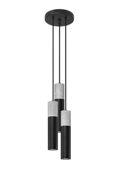 Lampa wisząca BORGIO 3P czarna stal beton loft LED