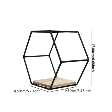 PÓŁKA METALOWA WISZĄCA KWIAT SZEŚCIOKĄTNA