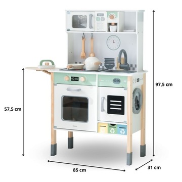 Деревянная интерактивная кухня со стиральной машиной, посудомоечной машиной, меловой доской для детей