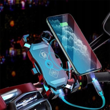 Uchwyt motocyklowy Kewig z ładowarką indukcyjną QI 15W, na telefon na rower