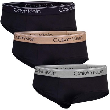 CALVIN KLEIN MAJTKI MĘSKIE SLIPY HIP BRIEF 3PK CZARNE r.M