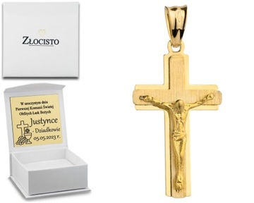 ZŁOTY KRZYŻYK Z WIZERUNKIEM JEZUSA 585 GRAWER