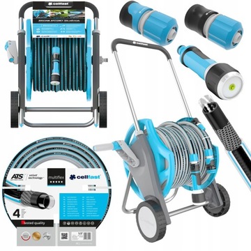 САДОВЫЙ ШЛАНГ CELLFAST НА ДЕРЖАТЕЛЕ, БАРАБАНЕ, КОМПЛЕКТ РЕЙЛАТОРА, СИЛЬНЫЙ Спринклер 1/2